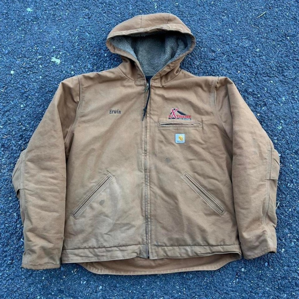 1990s Carhartt Hooded Chore Jacket size L